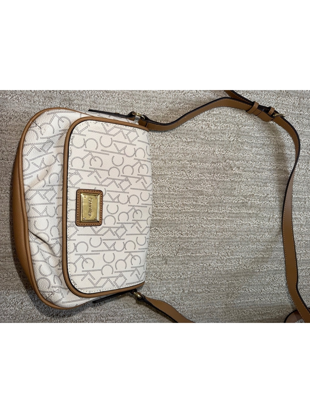Calvin Klein white monogram crossbody bag